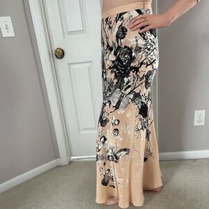 Roberto Cavalli Silk Orchid Trumpet Maxi Skirt